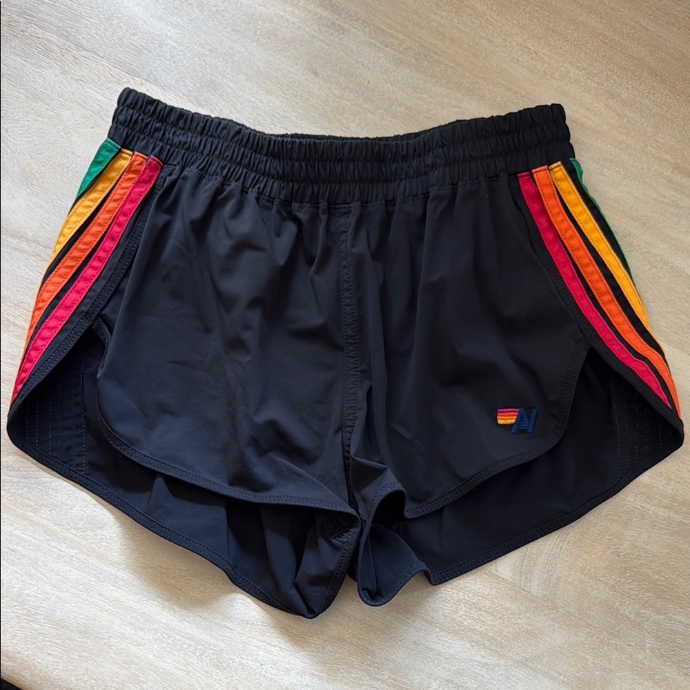 Aviator Nation Women's Black Shorts with Multicolor Stripes